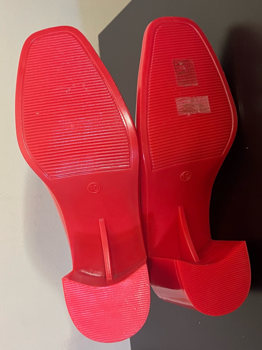 Jeffrey Campbell Red Chelsea Hurricane Rain Ankle Boots Block Heel Size 10 - Picture 7 of 7
